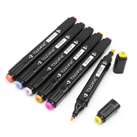 Set Cutie 48 Markere, Cyrax, cu Alcool, Artist Markers, Cutie Plastic cu Maner, Cyrax, Multicolor