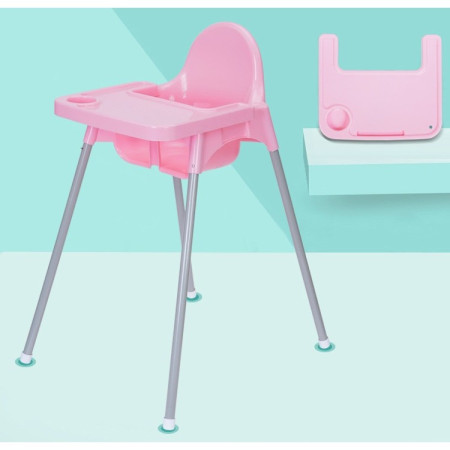 Scaun de Masa, Cyrax, pentru Bebelusi si Copii 6-36 Luni, din Plastic/Metal, Centura in 2 Puncte, Tava Detasabila, 63 x 57 x 85 cm, Roz