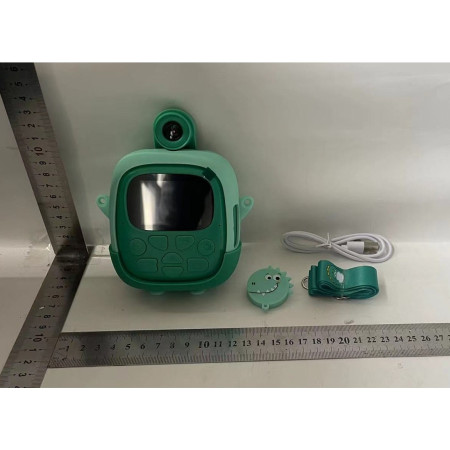 Camera Instantanee pentru Copii, Cyrax, cu Functie de Printare, Cablu USB-C, Bluetooth, Compatibil iOS/Android, Camera Frontala + Selfie, Model Iepure, Snur Inclus, Verde