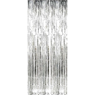 Perdea Franjurata, Cyrax, Model Decor Petrecere, pentru Fundal de Poze, Amenajare Colorata a Petrecerii, Dimensiune 100x200 cm, Argintiu