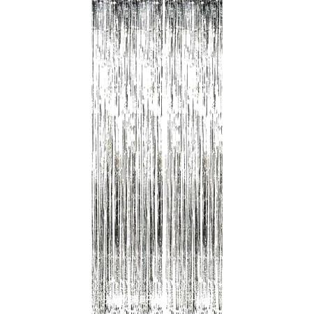 Perdea Franjurata, Cyrax, Model Decor Petrecere, pentru Fundal de Poze, Amenajare Colorata a Petrecerii, Dimensiune 100x200 cm, Argintiu