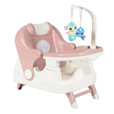 Scaun pentru Copii 2 in 1, Cyrax, pentru Servit Masa si pentru Baie, Multifunctional, Pliabil, Portabil, din Plastic, Spatar Reglabil, 58 x 39 cm, Roz