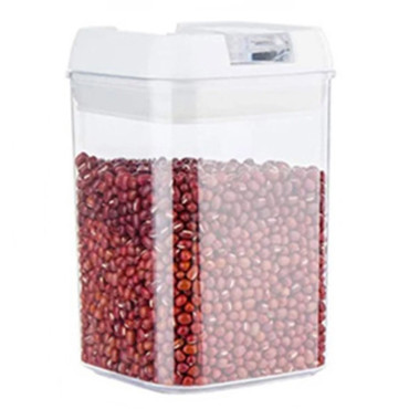 Cutie de Depozitare Alimente, Cyrax, Cutie de Depozitare tip Container pentru Bucatarie, cu Capac, Inchidere Ermetica, Cutie pentru Cereale, 15.5 x 10 x 10 cm, volum 0.8 L, Alb