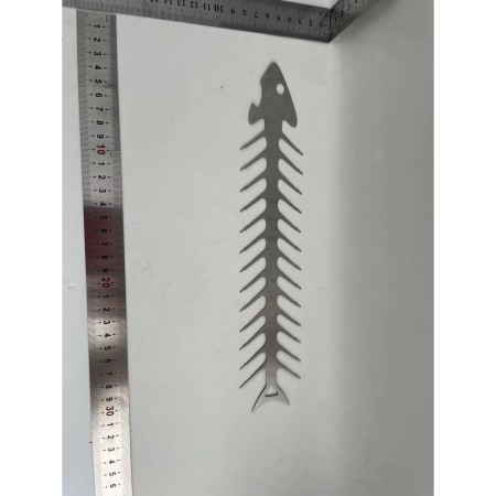 Forma pentru Frigarui, Cyrax, Model Oase de Peste, din Otel Inoxidabil, Instrument pentru Gratar, BBQ, cu Deschizator de Sticle, 30x6 cm, Argintie