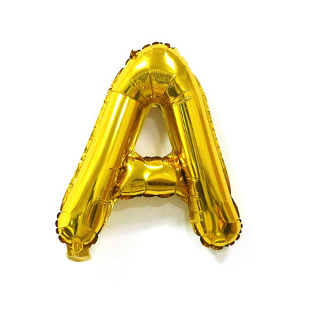 Balon Folie Metalizata Litera A, Cyrax, 40 cm, Umflati cu Heliu sau Aer, Ambalaj Individual, Pai inclus, Auriu