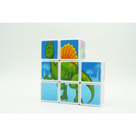 Cyrax Set inteligent de cuburi magnetice pentru copii, 8 piese, cutie depozitare, puzzle dinozauri, +3 ani, multicolor