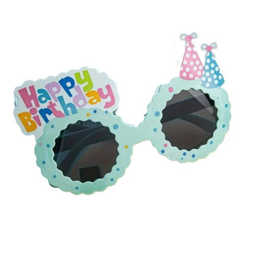 Ochelari Decorativi, Cyrax, pentru Petrecere, din ABS, Unisex, Model Happy Birthday, 13.5 x 8.5 cm, Albastru
