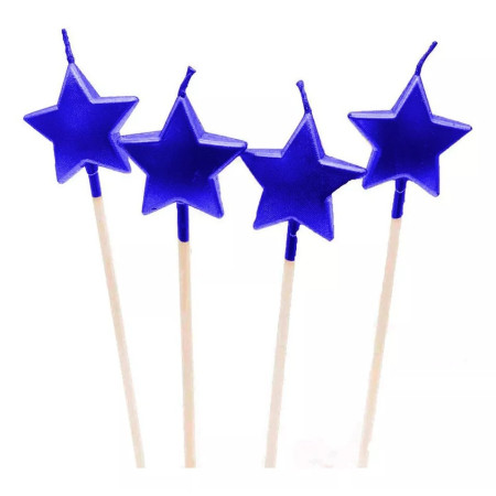 Lumanare de Tort, Cyrax, Model Steluta, Party, 8.5 x 3.2 cm, Albastru