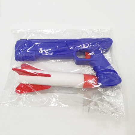 Pistol de Jucarie, Cyrax, cu Lansator de Racheta, din Polistiren/Plastic, Lumina LED, +3 Ani, Albastru/Rosu