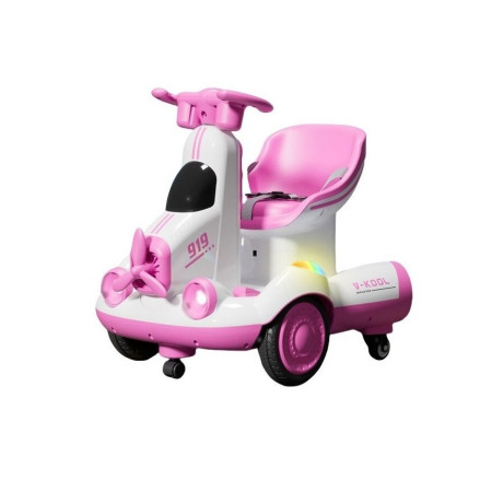 Masinuta Electrica, Cyrax, pe 4 Roti, cu Telecomanda, Lumini Led si Muzica, +2 ani, Inaltime Reglabila, Roz