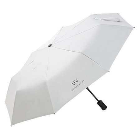 Umbrela de Ploaie Unisex,  cu Protectie UV Soare, Rezistenta la Vant si Ploaie, Pliabila, din Vinil si Otel, 96 x 67 cm, Bej deschis