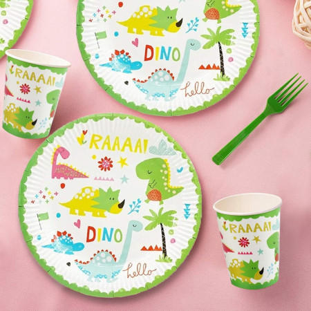 Set 10 Farfurii Petrecere, Cyrax, Colectia Dino Park, 17 cm Diametru, din Carton, Multicolor