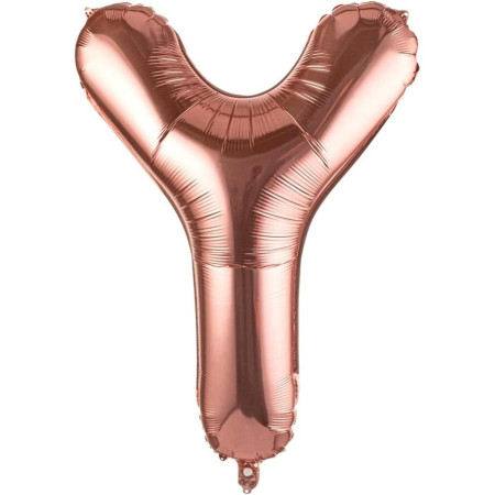 Balon Folie Metalizata Litera Y, Cyrax, 100 cm, Umflati cu Heliu sau Aer, Ambalaj Individual, Pai inclus, Rose Gold