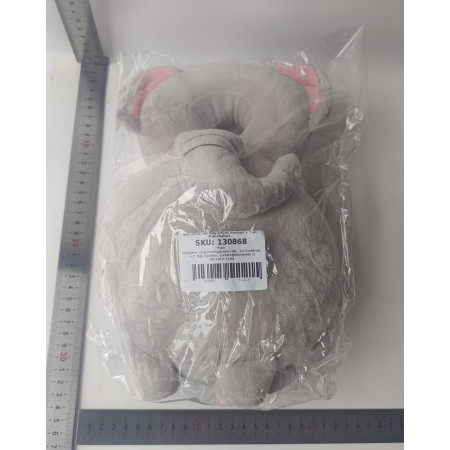 Perna tip Rucsac pentru Protectia Capului,  Tetiera tip Elefant de Plus, pentru Bebelusi, 33x6x19 cm, 180 g, Gri