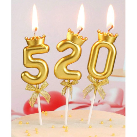 Lumanare pentru Tort Cifra 5, Model Coroana, Gold, Cyrax, Party