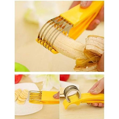 Feliator pentru Alimente, Cyrax, Accesoriu pentru Bucatarie, Cutit pentru Legume si Fructe, Model Banana, Ergonomic, 17.5x5x4 cm, Galben