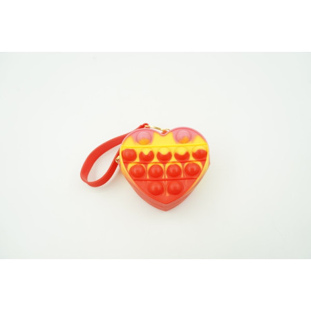 Jucarie antistres din silicon, Cyrax, Pop It Now and Flip It, Portofel inima, Rosu/Galben