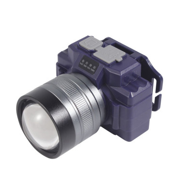 Lanterna LED de Montat pe Cap,  cu Raza Lunga de Zoom, Far Telescopic, Reglabil, Rezistent la Apa, pentru Pescuit in Aer Liber, Camping, Lumina Puternica, Lanterna, 7.5x5x7 cm, Albastru