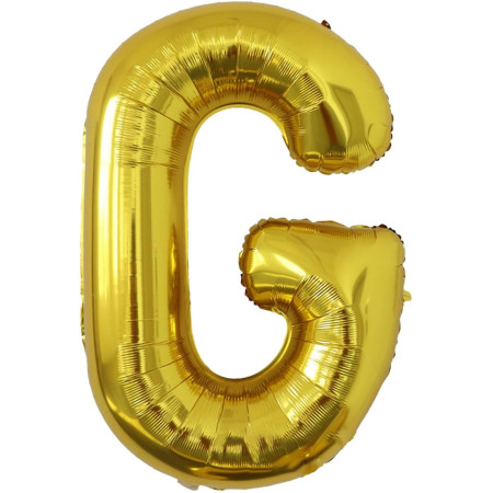Balon Folie Metalizata Litera G, Cyrax, 80 cm, Umflati cu Heliu sau Aer, Ambalaj Individual, Pai inclus, Auriu
