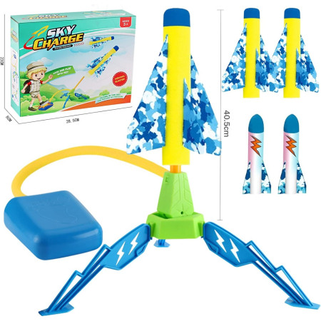 Jucarie pentru Copii, Cyrax, Lansator de Rachete cu Piciorul, un Singur Lansator, 4 Rachete Fara Lumini, 40.5 cm Inaltime, Multicolor