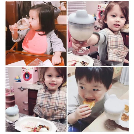 Pahar din Plastic Transparent cu Picior, Cyrax, pentru Copii, 14 x 7.7 cm, cu Cioc Antiscurgere, + 3 Ani, Fara Maner, Galben