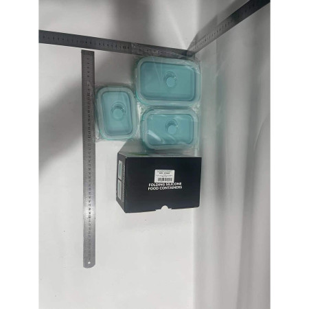 Set 3 caserole pliabile Cyrax, din silicon, rezistenta la temperaturi ridicate, usor de depozitat si curatat, 350/500/800 ml, utilizare in cuptorul cu microunde, albastra