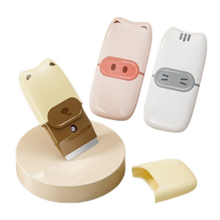 Mini Racleta de Curatare,  pentru Etichete, Adezivi, din ABS+ Metal, 2 Lame Incluse, Roz