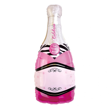 Balon din Folie Metalizata, Cyrax, Figurine, Model Sticla de Sampanie, 49x100 cm, Ambalaj Individual, Pai Inclus, Umflare cu Aer sau Heliu, Mov