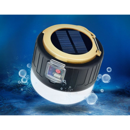 Lampa Portabila,  Incarcare Solara + USB, Afisaj Inteligent al Bateriei, Raza de Actiune 32 mp, 6x9x11 cm, 3 Moduri, Negru