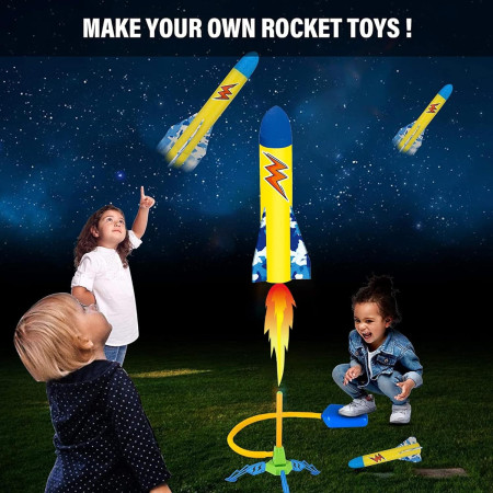 Jucarie pentru Copii, Cyrax, Lansator de Rachete cu Piciorul, un Singur Lansator, 3 Rachete cu Lumini, 40.5 cm Inaltime, Multicolor