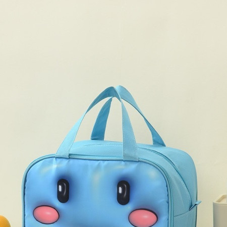 Geantă Frigorifică, Cyrax, cu Desene Animat 3D, Portabilă pentru Copii, de Prânz, din Pânză Oxford, 27.5x18x20 cm, Model Balena, Albastru