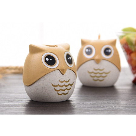 Suport pentru Scobitori, Cyrax, Model Bufnita, Multifunctional, 8.3x7.8 cm, Portocaliu