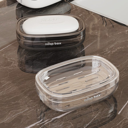 Savoniera,  Pentru Blat, PET, Scurgere Optima, din Plastic, 13 x 9 x 4 cm, Gri