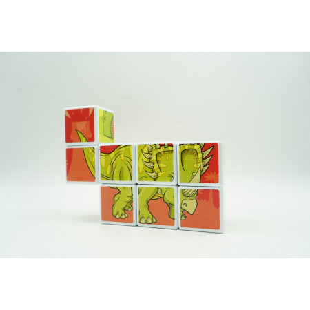 Cyrax Set inteligent de cuburi magnetice pentru copii, 8 piese, cutie depozitare, puzzle dinozauri, +3 ani, multicolor