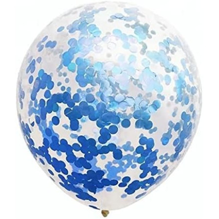 Set 10 Baloane din Latex, Cyrax, Model Party Confetti, 5 x Confetti, 5 x Albastru, 25 cm, 2.2g