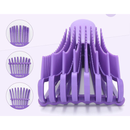 Perie Flexibila, Cyrax, pentru Descurcat Par Cret/Umed si Uscat, 8 Brate Mobile, din TPE, 24.5 x 4.5 x 2 cm, Mov