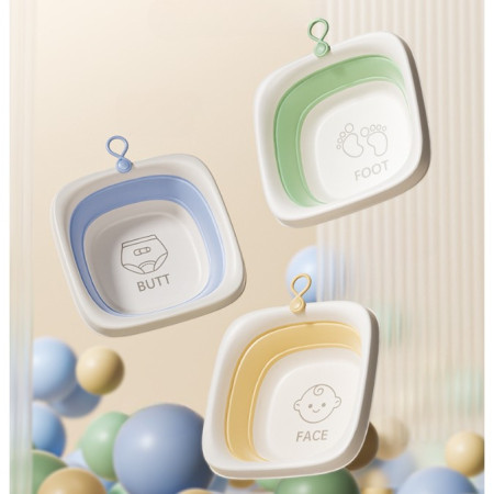 Cada Pliabila pentru Baie pentru Copii, Cyrax, Cadita pentru Bebelusi, Model Patrat pentru Picioare, Verde, 32x27.5x3.7 cm, 4 L