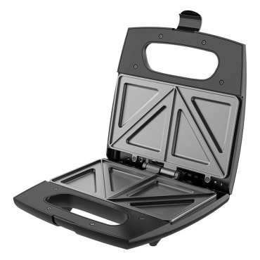 Sandwich Maker Cyrax, 24 x 23.5 cm, cu forme de triunghi si patrat, Cablu 80 cm, Material Interior Antiaderent, Inoxidabil, Maner Izolat Termic, 750W, 220 V, gri