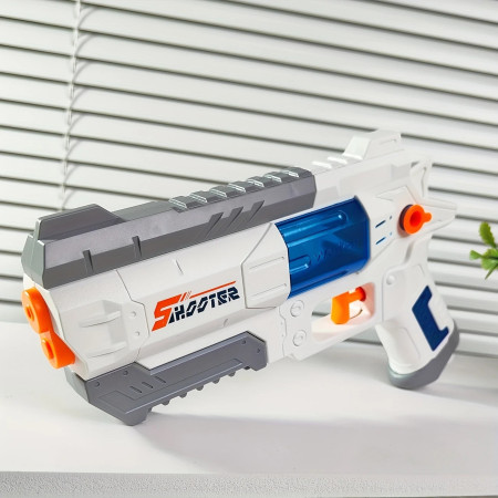 Pistol Manual cu Apa, Cyrax, Jucarie Pistol cu Apa Sigur Pentru Copii, Design Nou S-Shooter Atractiv, 23 x 14.5 cm, Alb