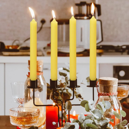Set 4 Lumanari,  pentru Suport de Masa, Fara Miros si Fum, din Parafina, 2.2 x 25 cm, Galben