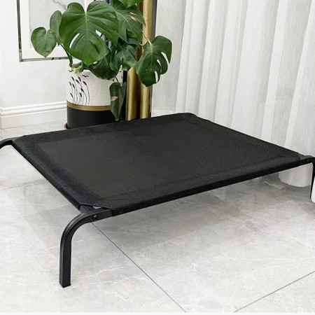 Pat pentru Animalele de Companie,  din Plasa este Rezistent la Umiditate, Picioare de Otel, Respirabil, Marimea S 68 x 55 x 16 cm, Negru