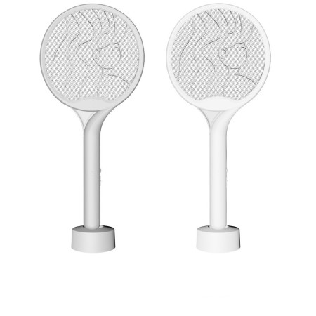 Paleta Electrica pentru Tantari, Muste si Tantari 2in1,  Reincarcabila, Incarcare USB, 2600V, Plastic, Casa si Gradina, Anti-insecte, Stand, 23x51 cm, Alb