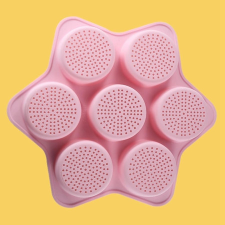 Forme de Silicon pentru Copt, Cyrax, 7 Forme Rotiunde, pentru Burgeri si Prajituri, 38.5 x 4 cm, Roz