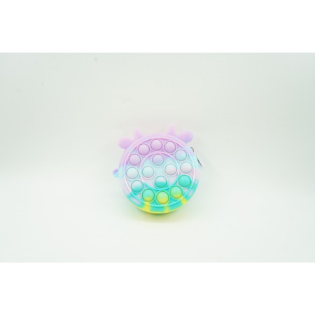 Jucarie antistres din silicon Cyrax, Pop it Now and Flip It ,Mini Geanta, Vacuta, 6 cm, Macarons