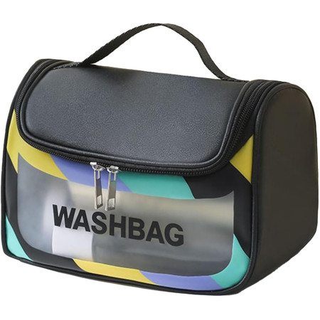 Geanta Cosmetice de Voiaj Cyrax, Impermeabila, Translucida Mata, 22 x 16 x 14 cm, Negru