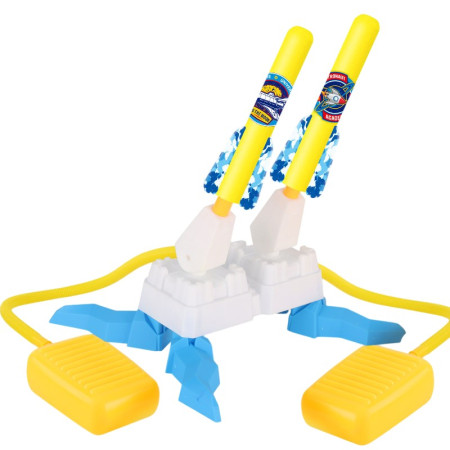 Jucarie pentru Copii, Cyrax, Lansator de Rachete cu Piciorul, Doua Lansatoare, 6 Rachete Fara Lumini, 33x25x27 cm, Galben-Albastru