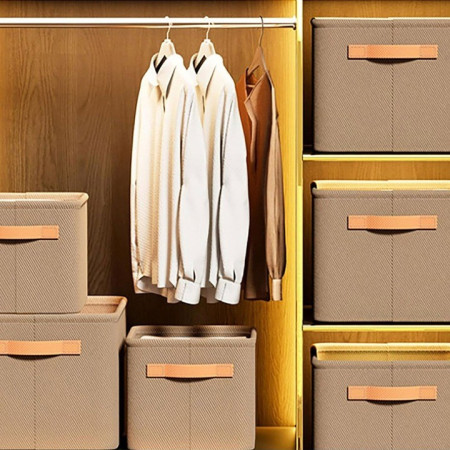 Cutie Depozitare  pentru Haine, lucruri, din Textil cu Cadru Metalic, Manere Laterale, forma Dreptunghiulara, 35 x 25 x 22cm, volum 19 L, Kaki