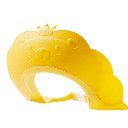 Cyrax Viziera de Protectie Baie Pentru Copii, Fippy, Model Coronita Leu, Dimensiune ajustabila, Durabil, Usor de curatat, Impotriva Samponului, pentru Ochi si Urechi, TPE+PP, 21x20.5 cm, Galben