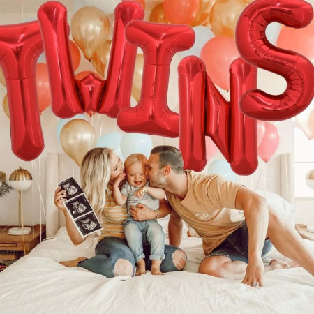 Balon Folie Metalizata Litera S, Cyrax, 40 cm, Umflati cu Heliu sau Aer, Ambalaj Individual, Pai inclus, Rosu