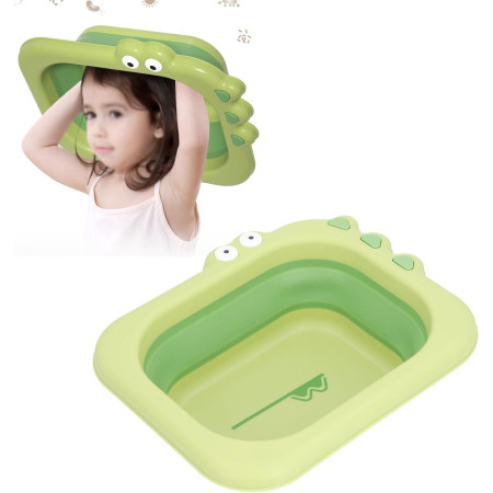 Lavoar Pliabil, Cyrax, pentru Copii, din PP/TPE, Portabil, Model Crocodil, 30x24.5x9 cm, Verde